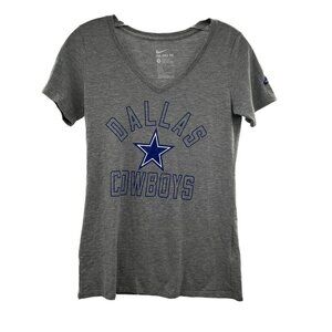 Nike Women's Dallas Cowboys V-Neck T-Shirt Gray/Blue Size Small